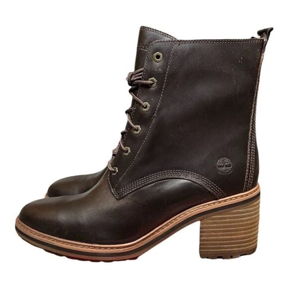 Timberland Sienna Side Zip High Waterproof Boot Heel Brown‎ Style: A24Tw logo - Picture 4 of 12